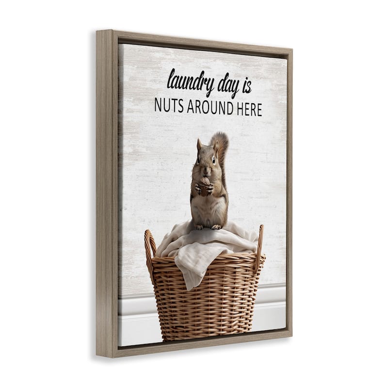 Stupell Funny Laundry Day Is Nuts Framed Floater Canvas Wall Art Design By Lettered and Lined