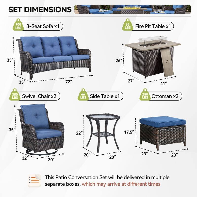 Fire Pit Table with Patio Glider Chairs Sofa Chairs Table