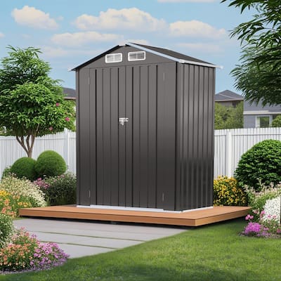 5X3 FT Metal Outdoor Storage Shed,Tool Shed with Pitched RoofWaterproof,Lockable DoorCompact Metal Tool Shed