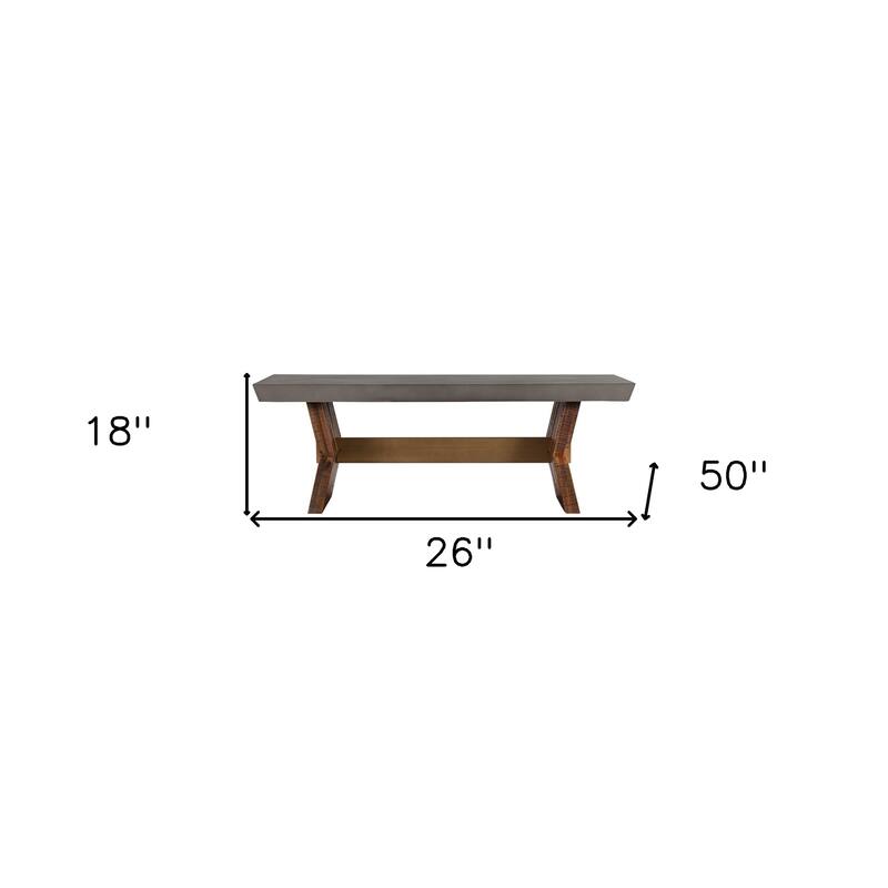 HomeRoots 26" Gray And Brown Concrete And Solid Wood Coffee Table - 26