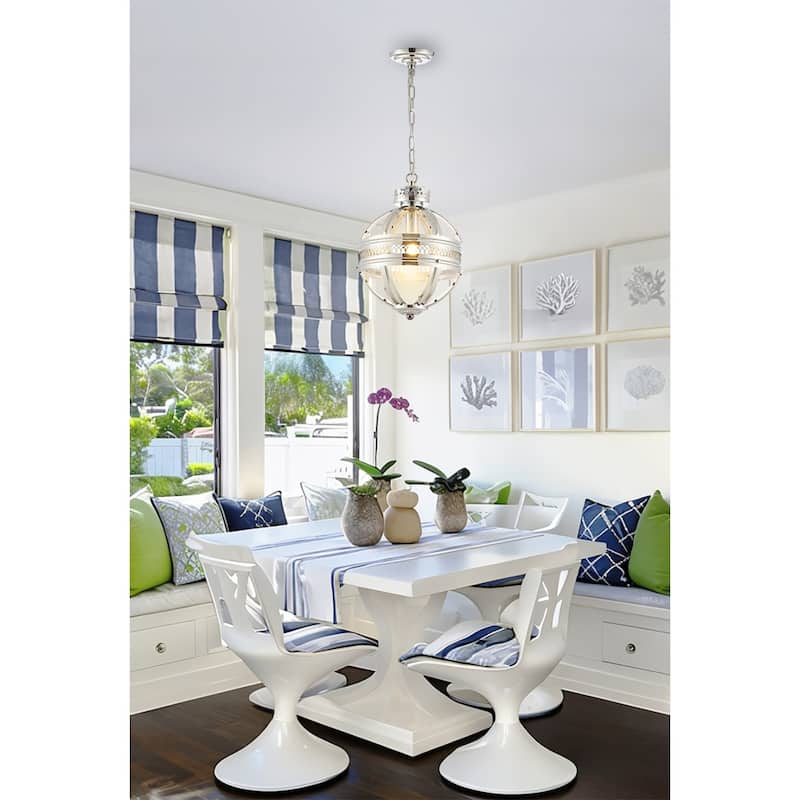 12 Inch Wide Mini Pendant Lamp 19th Century Victorian Style Globe Lantern - Polished Chrome