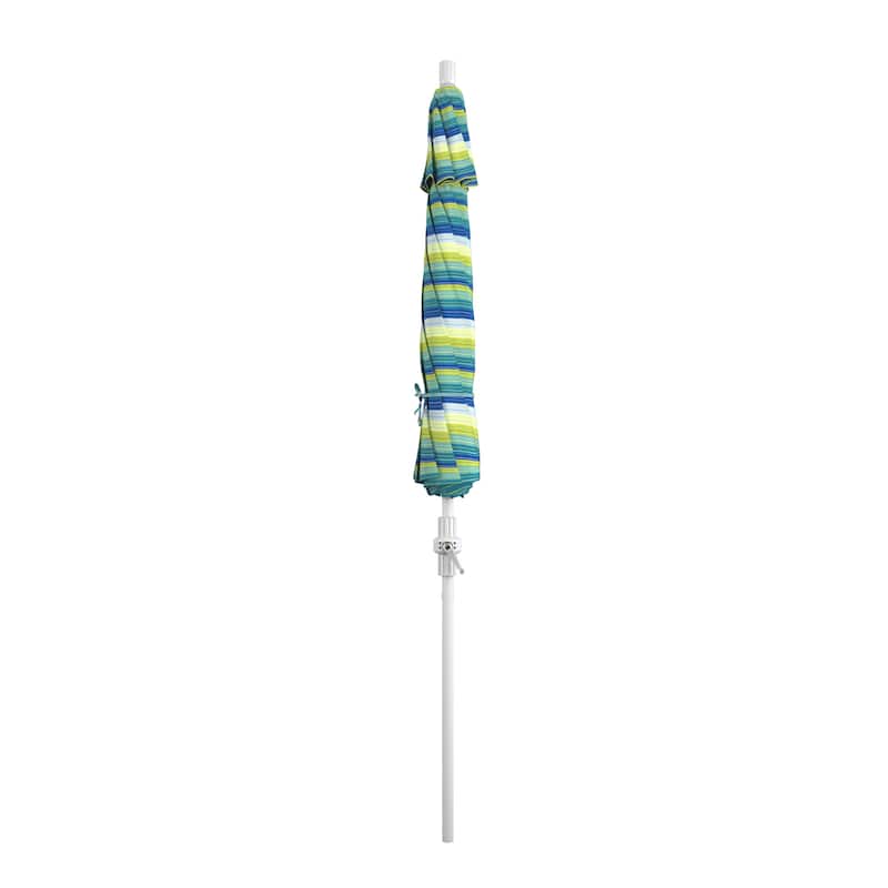 California Umbrella 9' Rd.Crank Lift, Collar Tilt, Aluminum Pole, Fiberglass Rib Patio Umbrella, White Finish, Sunbrella Fabric
