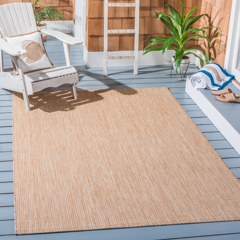 SAFAVIEH Courtyard Jonell Indoor/ Outdoor Patio Backyard Rug - 4' x 5'7" - Natural/Cream