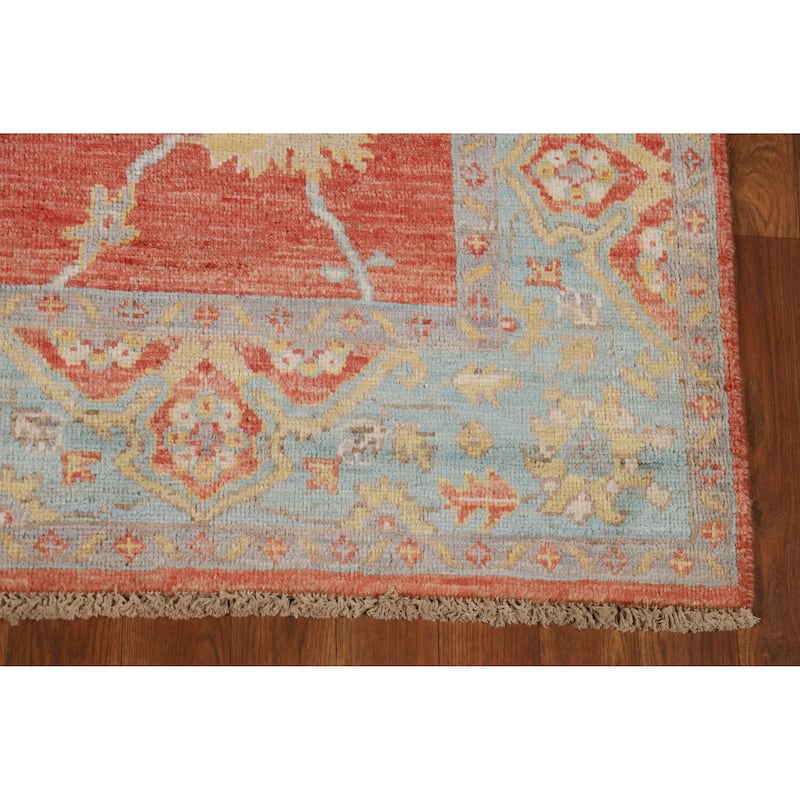 Vegetable Dye Oushak Turkish Rug Oriental Hand-Knotted Wool Carpet - 5'0"x 6'11"