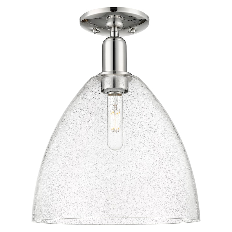 Innovations Lighting 716-1C-15-12 Bristol Semi-Flush Bristol 12" Wide - Polished Nickel / Seedy