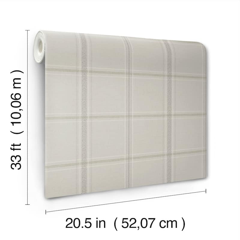 Chesapeake Auberge Taupe Plaid Wallpaper