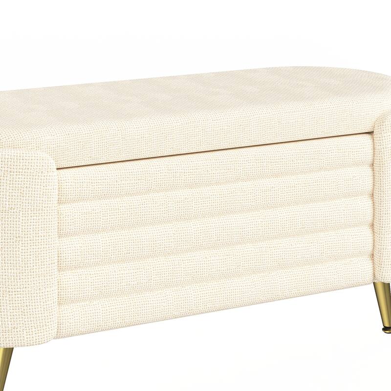 Modern Storage Ottoman Upholstered Storage Bench End of Bed Bench Entryway