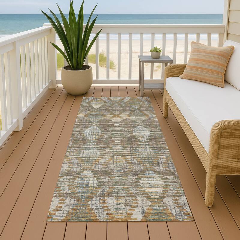 Machine Washable Indoor/ Outdoor Modern Ignacio Chantille Rug - Brown - 2'3" x 7'6"
