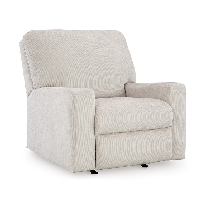 Avie Rocker Recliner Chair, Gentle Motion, White Ivory Polyester
