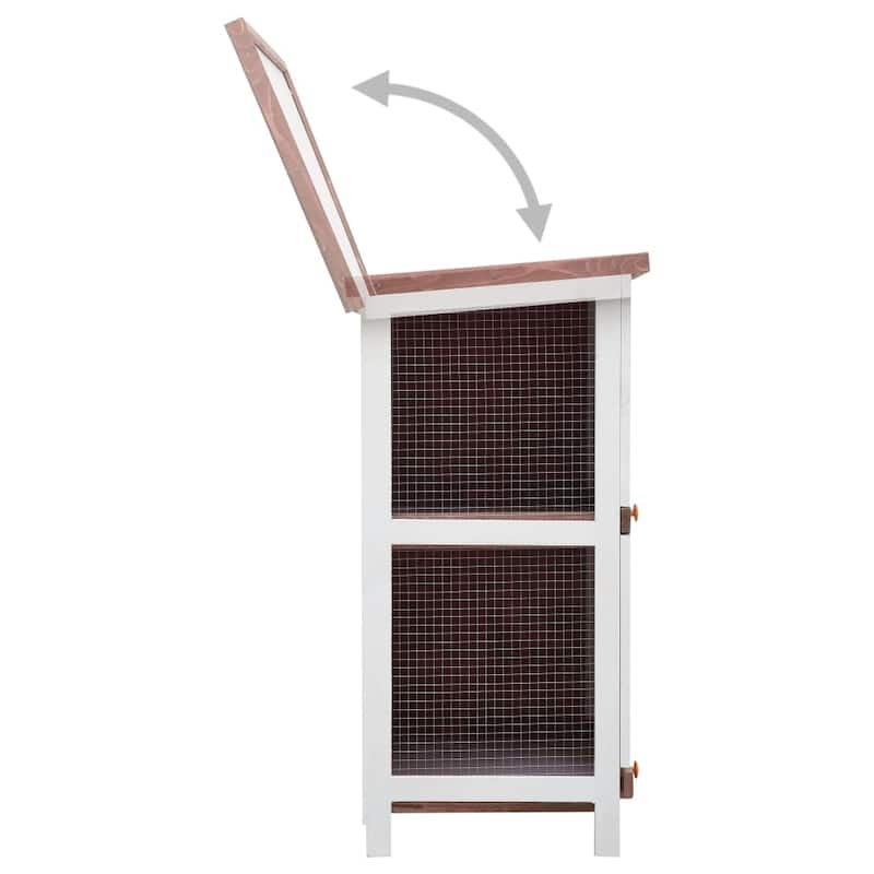 vidaXL Outdoor Rabbit Hutch 4 Doors Brown Wood - 35.4"x17.7"x35.4"