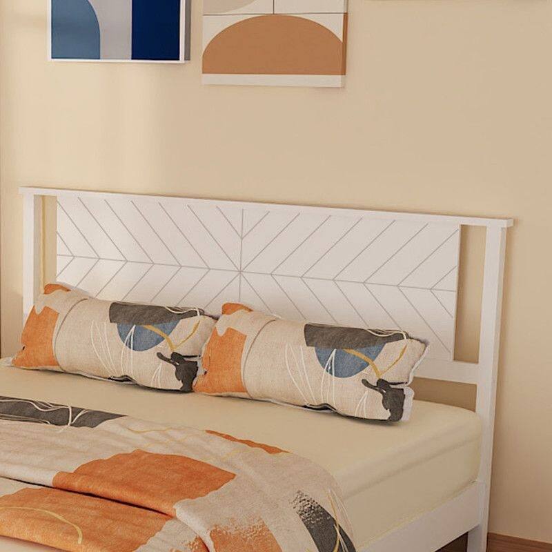 Twin Size Deluxe Bed Frame with Headboard with Solid Wood, No Box Spring Needed, Easy Assembly, White