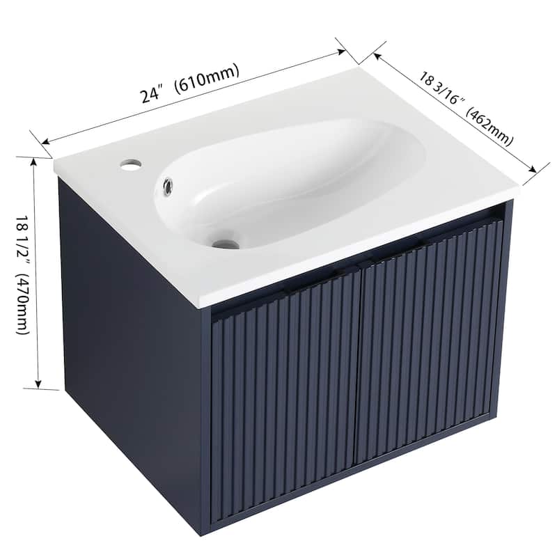 Bathroom Vanity With Sink In 24/36 Inch, Floating Bathroom Vanity With Soft Close Door