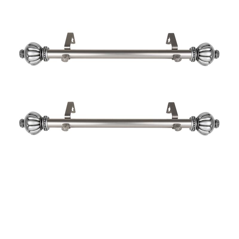 Side Curtain Rods - 12-20 Inch Set of 2 - Finial Home Decor Accents - 20