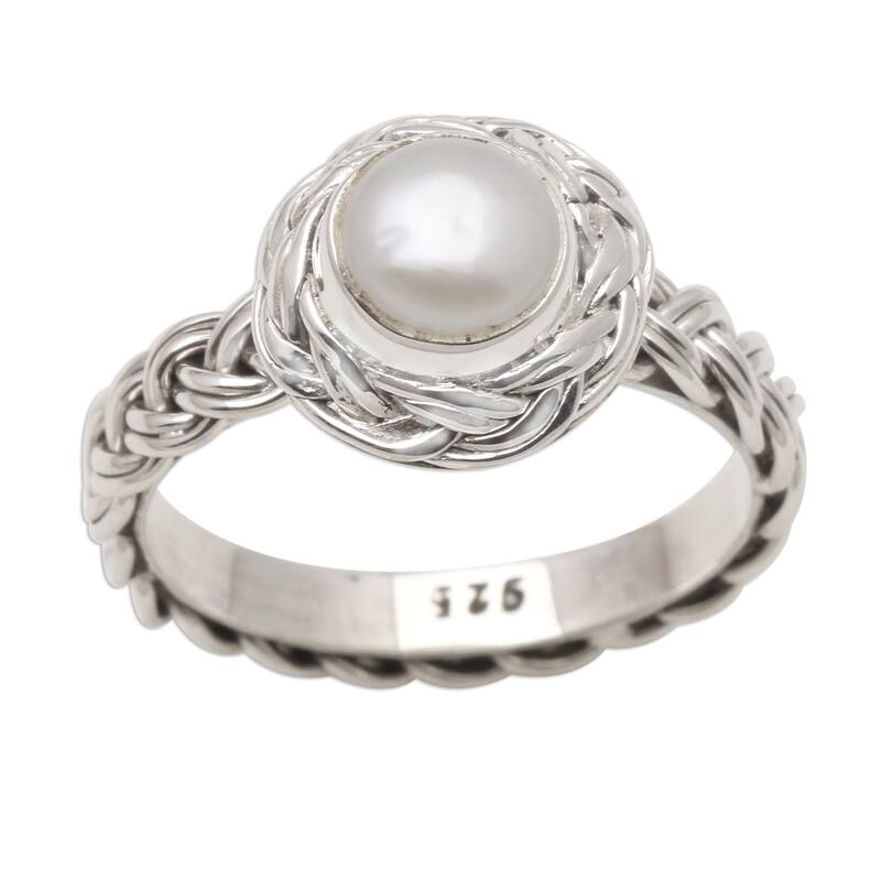 Novica Handmade Soul Of Amlapura Cultured Pearl Cocktail Ring