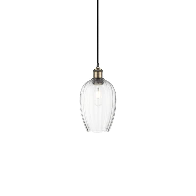 Innovations Lighting 516-1P-13-6 Brookhaven Almond Pendant Brookhaven - Black Antique Brass / Opal