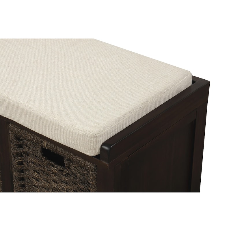 Merax Entryway Storage Bench with 3 Removable Baskets and Cushion