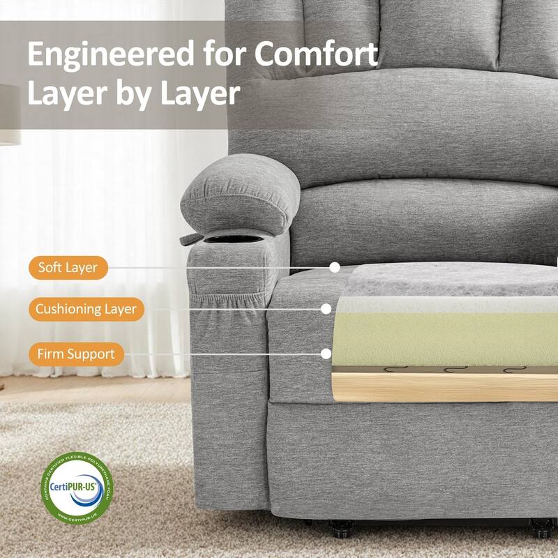 Power Lift Recliner Chair for Elderly, Massage and Heat, Faux Leather & Fabric