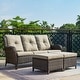 preview thumbnail 12 of 34, Rilyson 3-Piece Outdoor Wicker Sectional Sofa Set with Ottoman Brown/Grey
