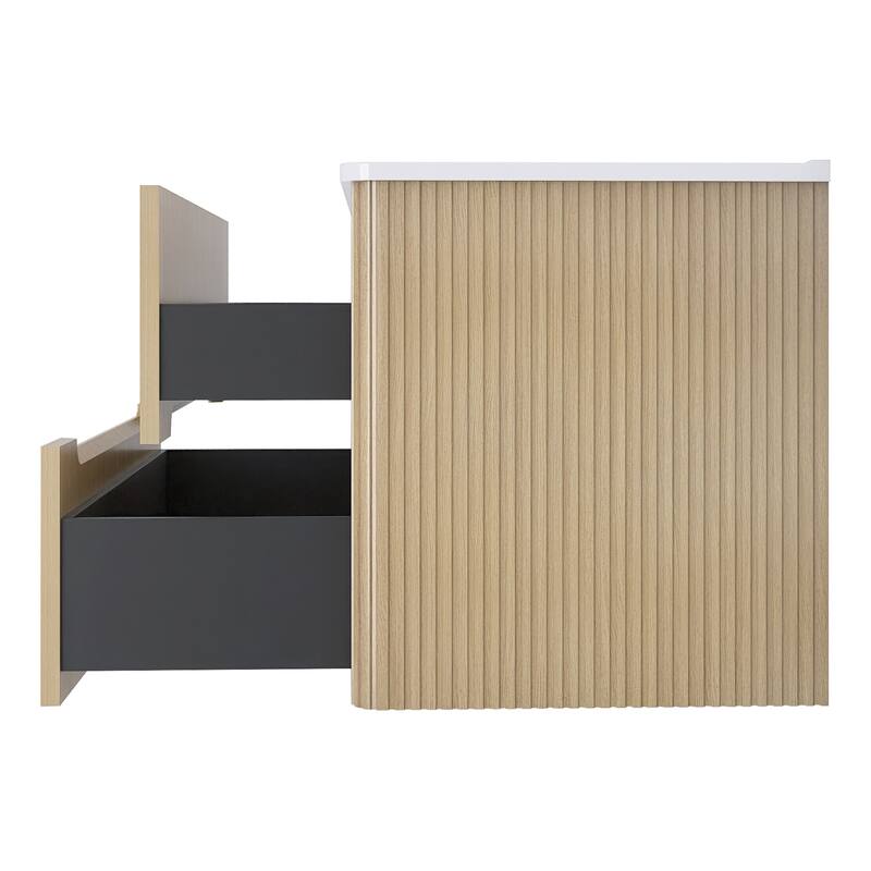 Emma 36 inch Wall-Mounted Bathroom Vanity Set with Integrated Ceramic Sink - 36"x18"x20"