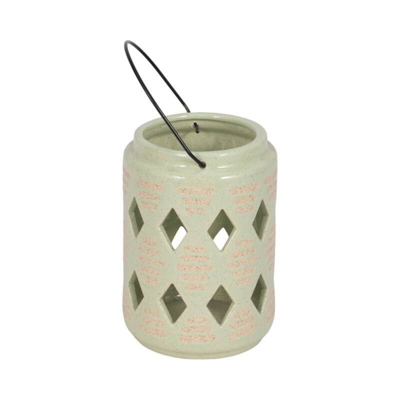 Ceramic Cut-Out Diamond Modern Lantern