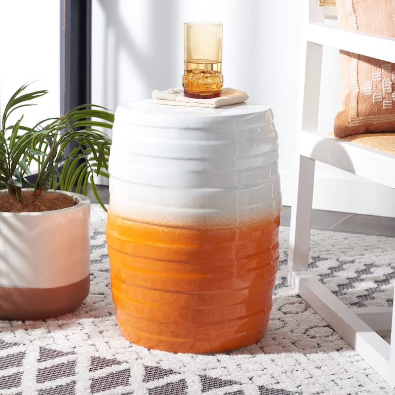 SAFAVIEH Ansa Indoor/ Outdoor Blue Ombre Ceramic Decorative Garden Stool - Orange