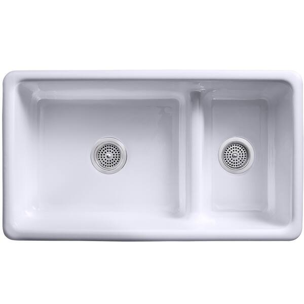 Shop Kohler K 6625 Iron Tones 33 Drop In Double Basin Cast Iron