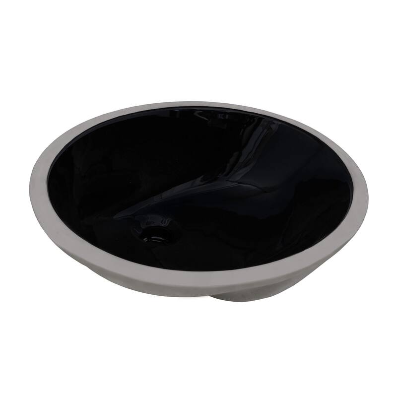 Ruvati 16 x 13 inch Undermount Bathroom Sink Black Oval Porcelain Ceramic with Overflow - RVB0618BK