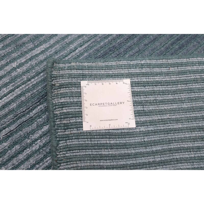 ECARPETGALLERY Hand Loomed Loreto Teal Viscose, Wool Rug - 8'0 x 9'7