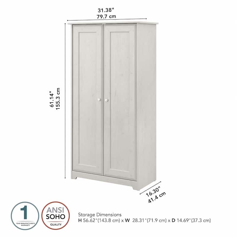 Cabot Espresso Oak Tall Storage Cabinet with Doors - 31.38"L x 16.30"W x 61.14"H
