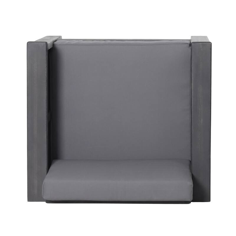 Roomfitters Outdoor Acacia Wood Club Chair with Cushions, Teak Frame and Weather-Resistant Beige Cushions, Ideal for Patio