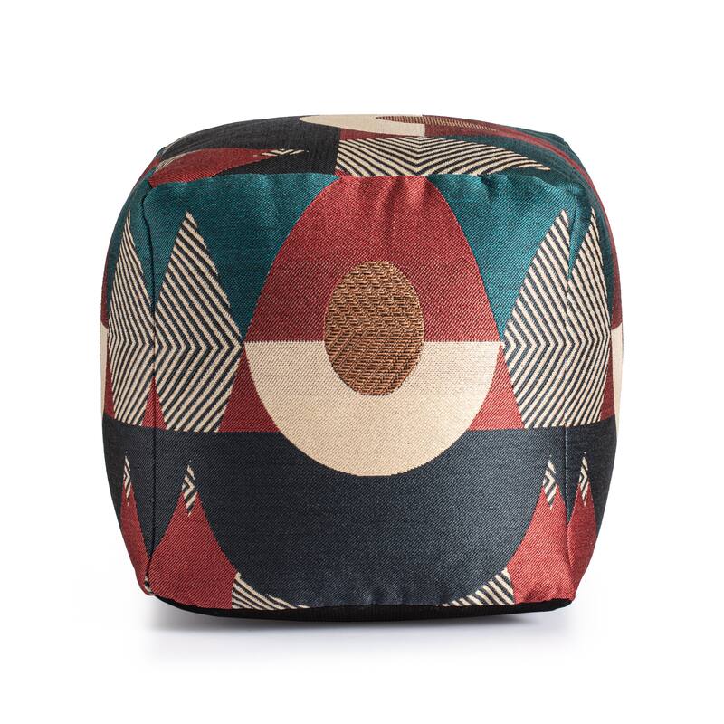 Jani Martinique 18" x 18" x 18" Square Indoor/Outdoor Pouf Ottoman - Red