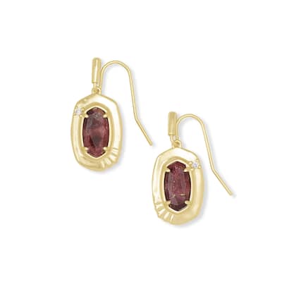 Kendra Scott Anna 14K Yellow Gold Plated Brass And Maroon Jade Earrings - 18mm