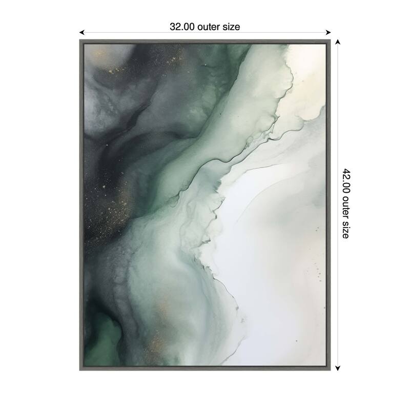 Kate and Laurel Sylvie Green Wave Framed Canvas by Amy Lighthall