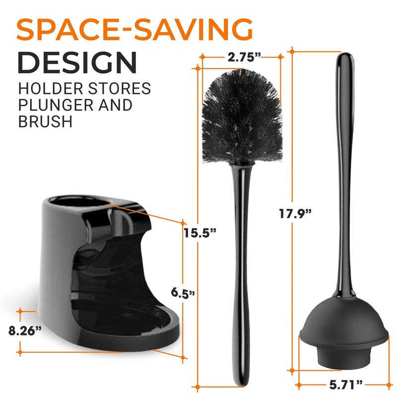 Cheer Collection Toilet Plunger And Bowl Brush Set With Holder