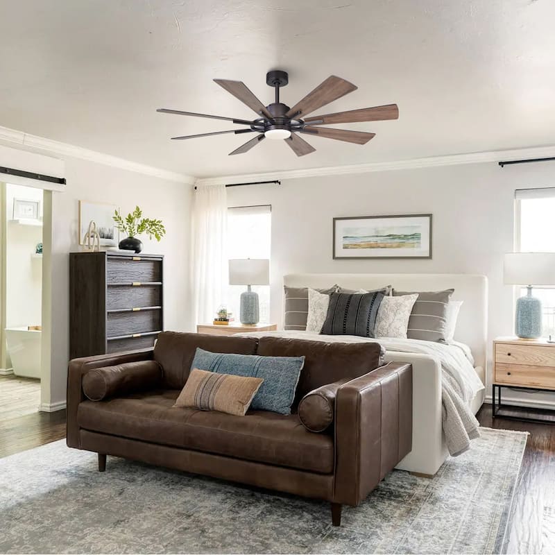 Parrot Uncle 60" Farmhouse Integrated LED Windmill Ceiling Fan with Light and Remote