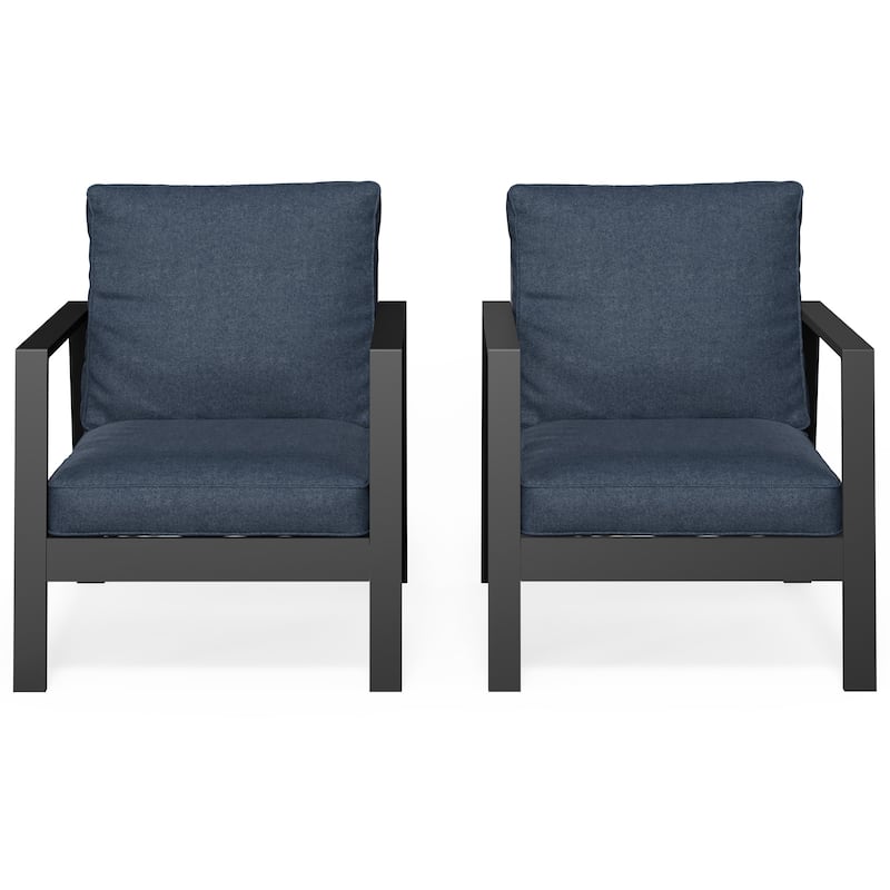 Patio Aluminum Chair with Cushions (Set of 2)