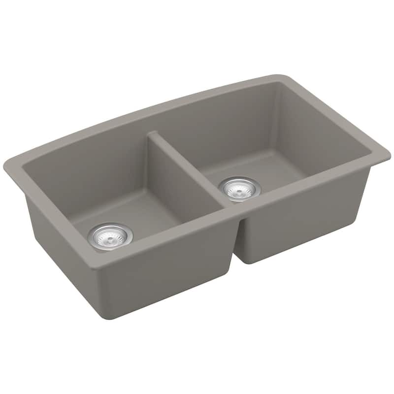 Karran USA QU-710 Quartz QU 32" Undermount Double Basin Quartz - Concrete