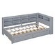 preview thumbnail 41 of 43, USB Ports on L-Shape Storage Headboard Bed Frame, Wooden DayBed Sofa Bed, Wooden Slat Platform Bed with 2 Drawers