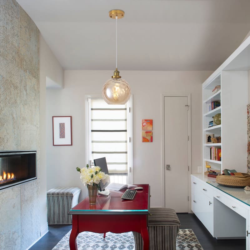 1-Light Glam Modern Metal Hanging Foyer Pendant Light with Glass Shade for Kitchen Island