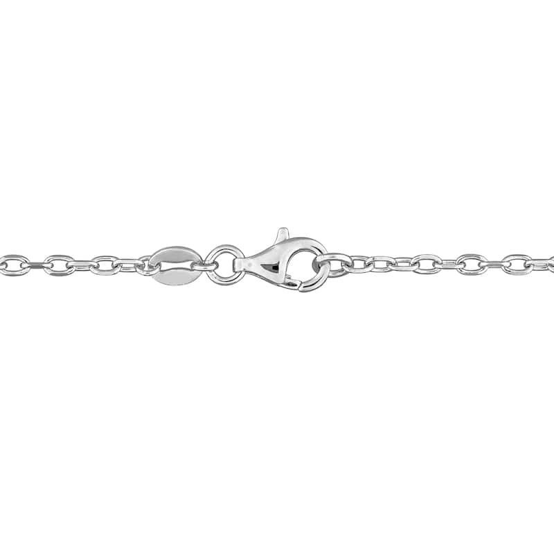 Miadora Cultured Freshwater Pearl 9 1/4ct Created White Sapphire Necklace in Sterling Silver