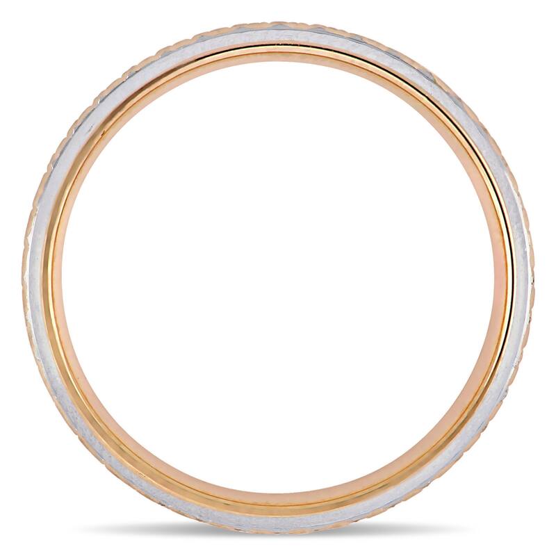 Miadora Ladies Hammered Wedding Band in 2-Tone 10k Rose and White Gold (6mm)