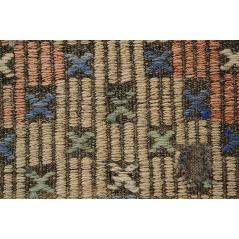 Hand Woven Oriental 100% Wool Carpet Southwestern Tribal Multi-Colored Kilim Area Rug - 11' 0'' X 5' 3''