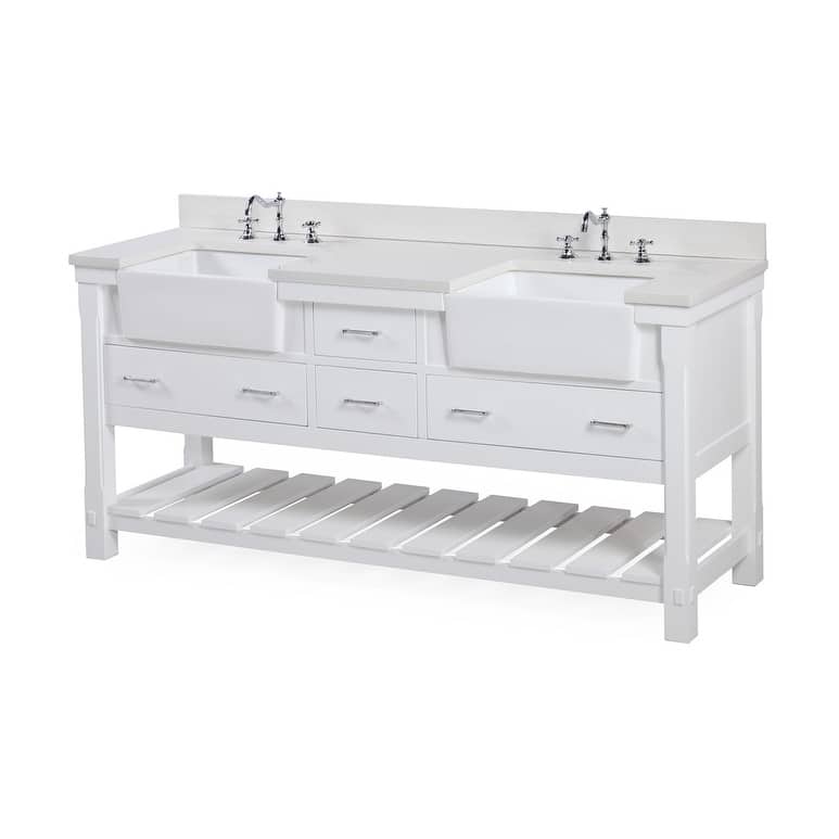 KitchenBathCollection Charlotte 72" Double Farmhouse Vanity with Quartz Top