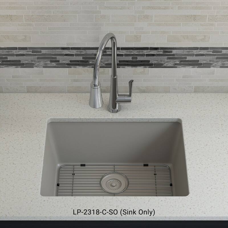 23 Inch Lexicon Platinum Quartz Composite Drop-in Undermount Single Bowl Galaxy Concrete Kitchen Sink LP-2318-C-SO