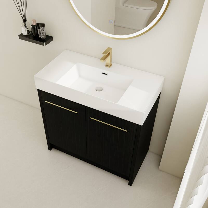 Bathroom Vanity With Sink In 24/30/36 Inch, Freestanding Bathroom Vanity With Soft Close Door and Adjustable Shelf