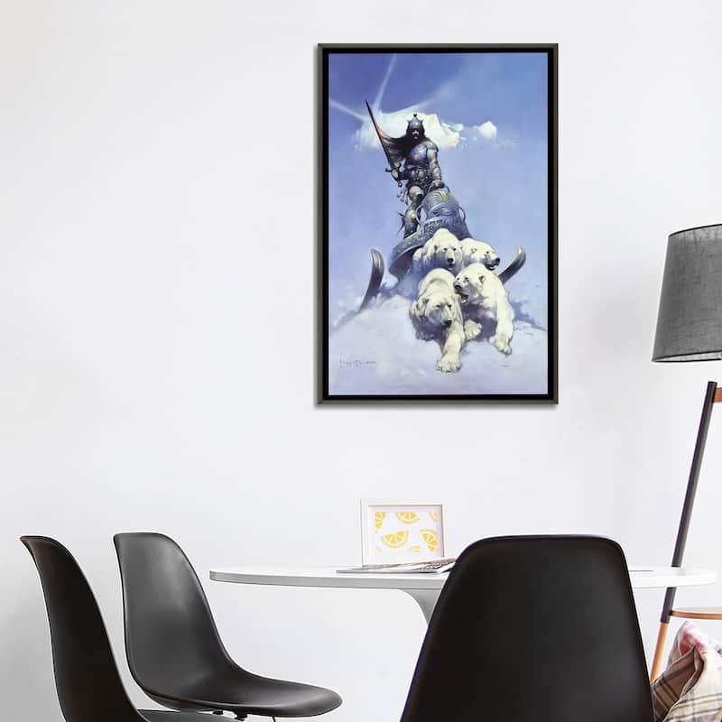 iCanvas "Silver Warrior" by Frank Frazetta Framed