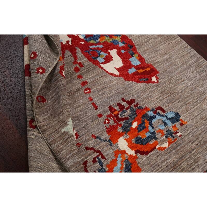 Vegetable Dye Contemporary Abstract Area Rug Hand-knotted Wool Carpet - 5'5" x 7'11"