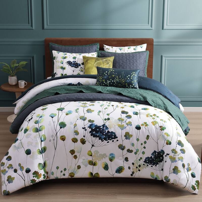 Bebejan Abstract Vines 8 Piece 100 % Cotton Sateen Reversible Comforter & Coverlet Set