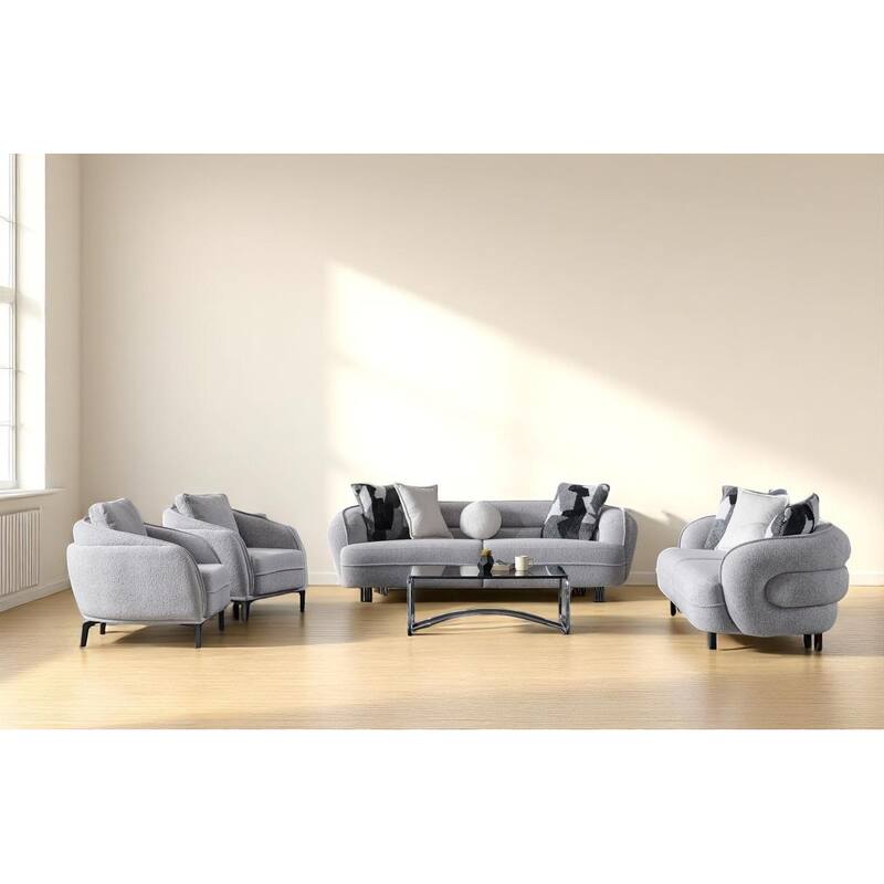Vanta 4 Pieces Living Room Sets 1 Sofa 1 Loveseat 2 Chair - Grey