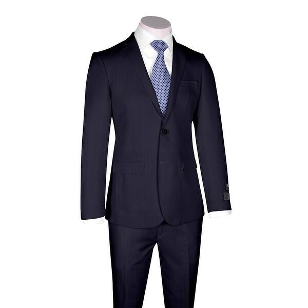 Shop Zegna Ermenegildo Cloth Superfine Wool Navy Blue Tone On Tone Suit By Canaletto Menswear Navy Blue Tone On Tone Overstock 17995490